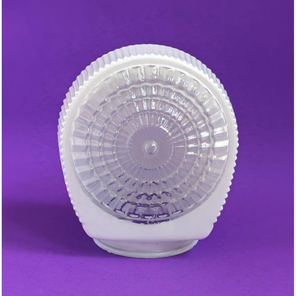 Vintage Art Deco White & Clear Glass Ribbed Ceiling‎ Porch Light Shade Sunburst